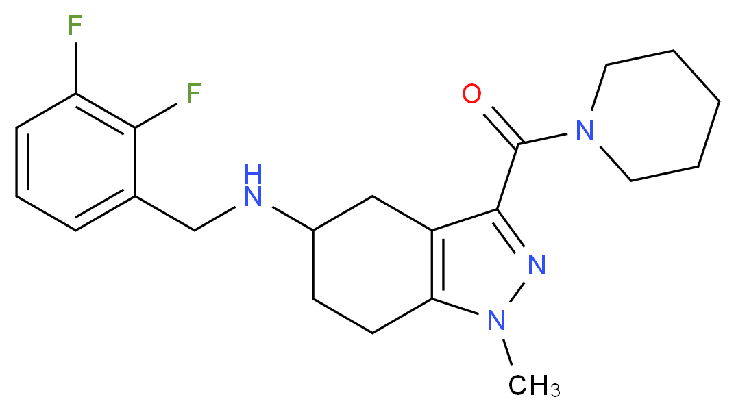 N-(2,3-difluorobenzyl)-1-methyl-3-(1-piperidinylcarbonyl)-4,5,6,7-tetrahydro-1H-indazol-5-amine_Molecular_structure_CAS_)