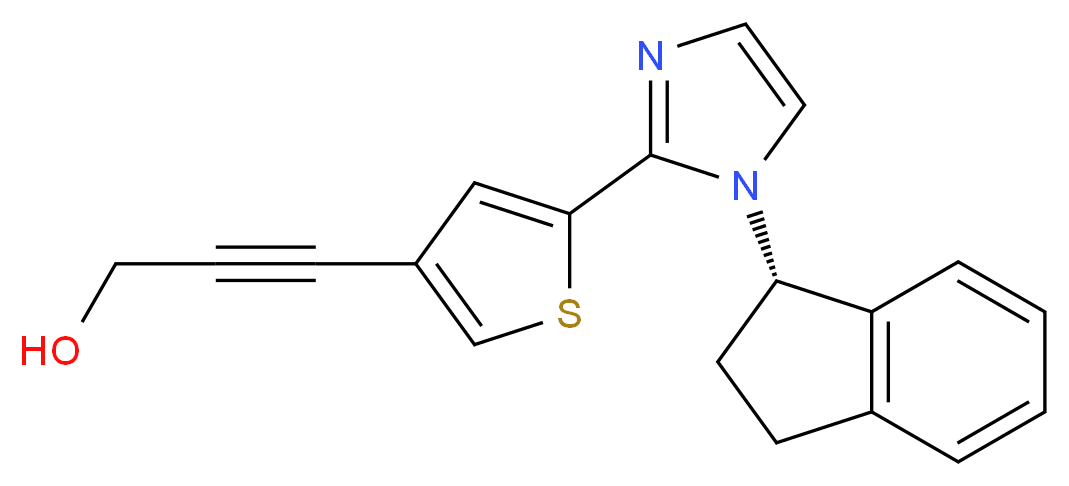 3-(5-{1-[(1S)-2,3-dihydro-1H-inden-1-yl]-1H-imidazol-2-yl}-3-thienyl)prop-2-yn-1-ol_Molecular_structure_CAS_)