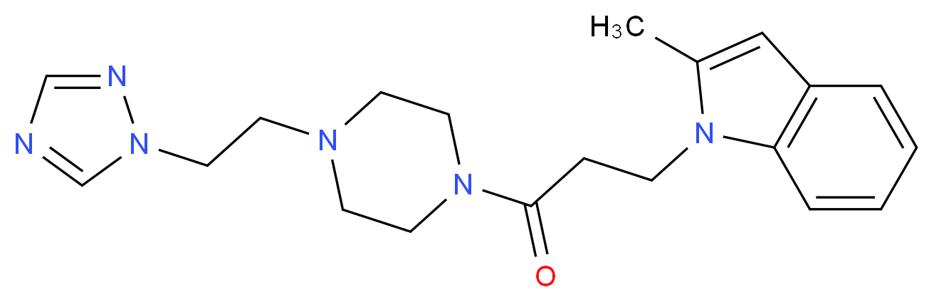 2-methyl-1-(3-oxo-3-{4-[2-(1H-1,2,4-triazol-1-yl)ethyl]-1-piperazinyl}propyl)-1H-indole_Molecular_structure_CAS_)
