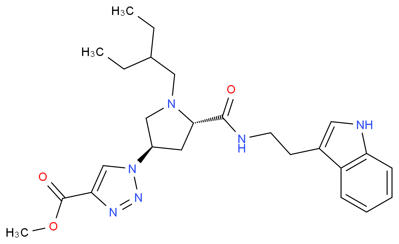 methyl 1-[(3R,5S)-1-(2-ethylbutyl)-5-({[2-(1H-indol-3-yl)ethyl]amino}carbonyl)-3-pyrrolidinyl]-1H-1,2,3-triazole-4-carboxylate_Molecular_structure_CAS_)