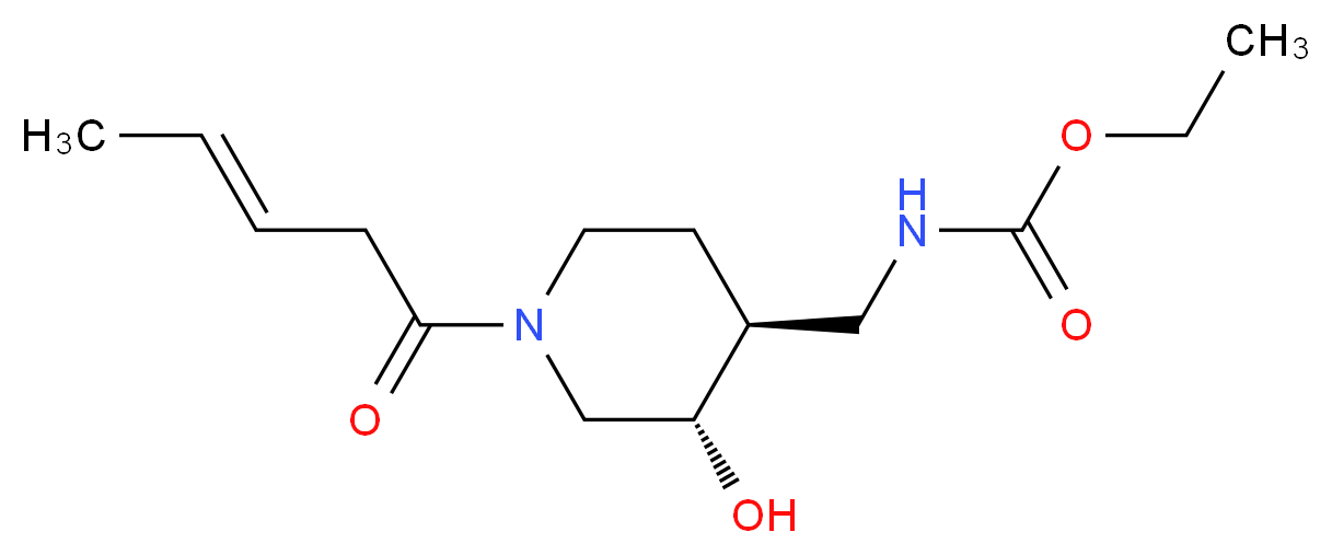 ethyl ({(3S*,4S*)-3-hydroxy-1-[(3E)-pent-3-enoyl]piperidin-4-yl}methyl)carbamate_Molecular_structure_CAS_)