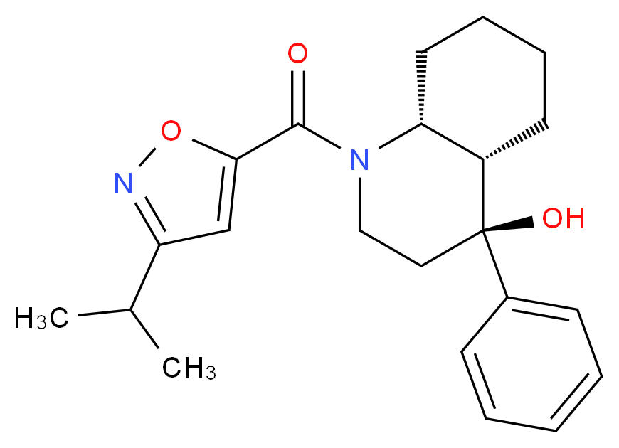 (4S*,4aS*,8aR*)-1-[(3-isopropyl-5-isoxazolyl)carbonyl]-4-phenyldecahydro-4-quinolinol_Molecular_structure_CAS_)