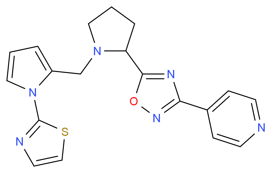 4-[5-(1-{[1-(1,3-thiazol-2-yl)-1H-pyrrol-2-yl]methyl}pyrrolidin-2-yl)-1,2,4-oxadiazol-3-yl]pyridine_Molecular_structure_CAS_)