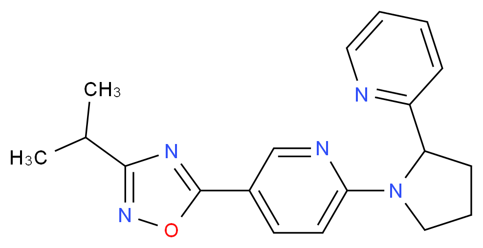 5-(3-isopropyl-1,2,4-oxadiazol-5-yl)-2-[2-(2-pyridinyl)-1-pyrrolidinyl]pyridine_Molecular_structure_CAS_)