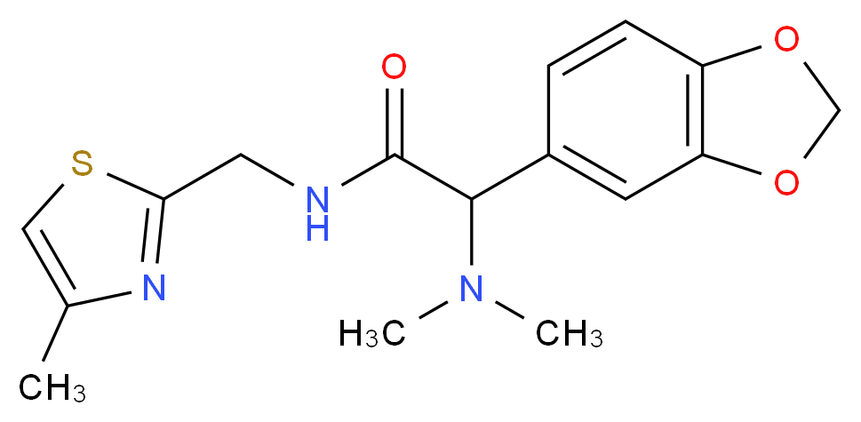 2-(1,3-benzodioxol-5-yl)-2-(dimethylamino)-N-[(4-methyl-1,3-thiazol-2-yl)methyl]acetamide_Molecular_structure_CAS_)