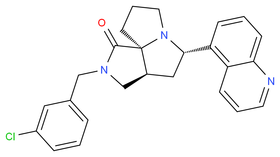 (3aS*,5S*,9aS*)-2-(3-chlorobenzyl)-5-(5-quinolinyl)hexahydro-7H-pyrrolo[3,4-g]pyrrolizin-1(2H)-one_Molecular_structure_CAS_)