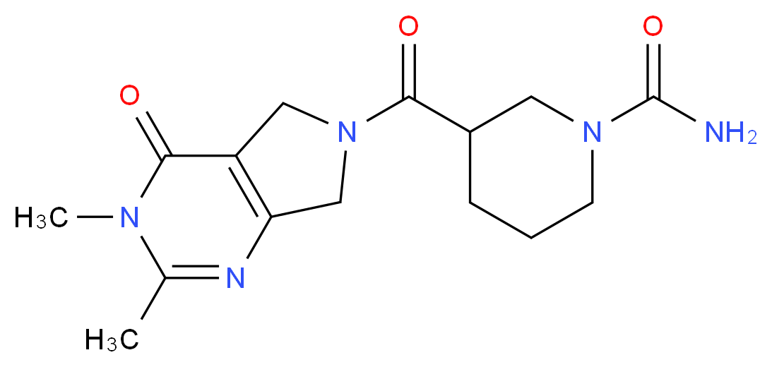 3-[(2,3-dimethyl-4-oxo-3,4,5,7-tetrahydro-6H-pyrrolo[3,4-d]pyrimidin-6-yl)carbonyl]-1-piperidinecarboxamide_Molecular_structure_CAS_)