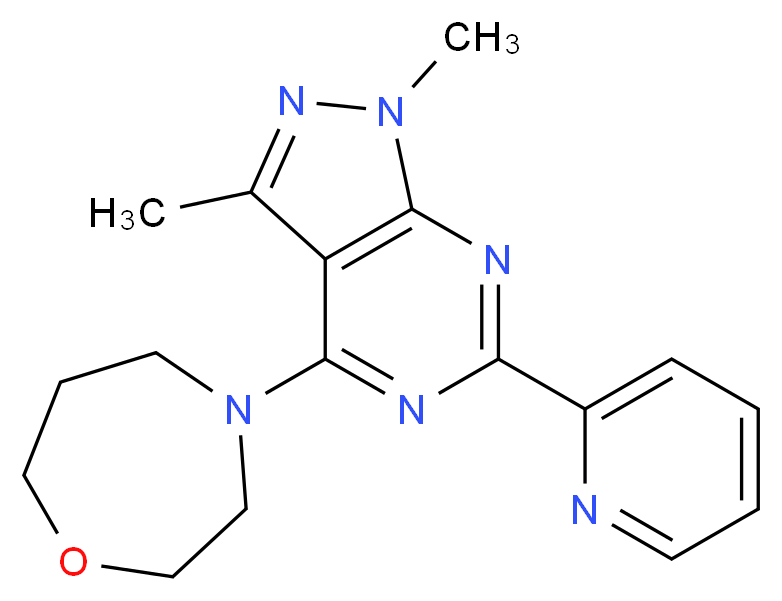 1,3-dimethyl-4-(1,4-oxazepan-4-yl)-6-pyridin-2-yl-1H-pyrazolo[3,4-d]pyrimidine_Molecular_structure_CAS_)