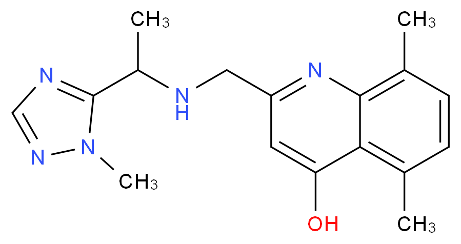 5,8-dimethyl-2-({[1-(1-methyl-1H-1,2,4-triazol-5-yl)ethyl]amino}methyl)quinolin-4-ol_Molecular_structure_CAS_)