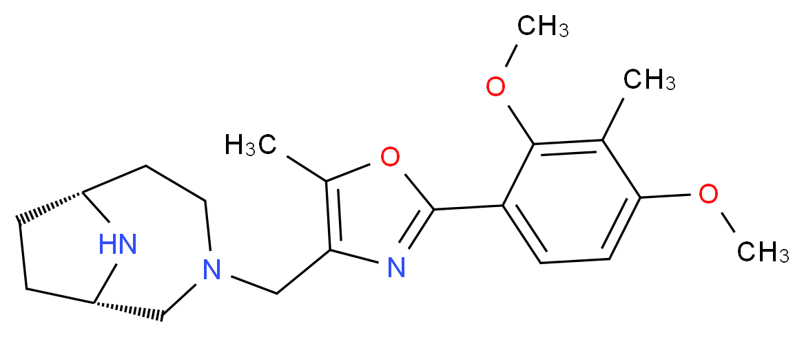 (1S*,6R*)-3-{[2-(2,4-dimethoxy-3-methylphenyl)-5-methyl-1,3-oxazol-4-yl]methyl}-3,9-diazabicyclo[4.2.1]nonane_Molecular_structure_CAS_)