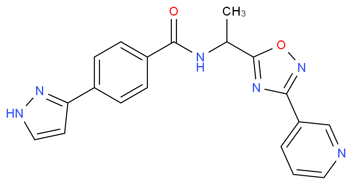 4-(1H-pyrazol-3-yl)-N-{1-[3-(3-pyridinyl)-1,2,4-oxadiazol-5-yl]ethyl}benzamide_Molecular_structure_CAS_)