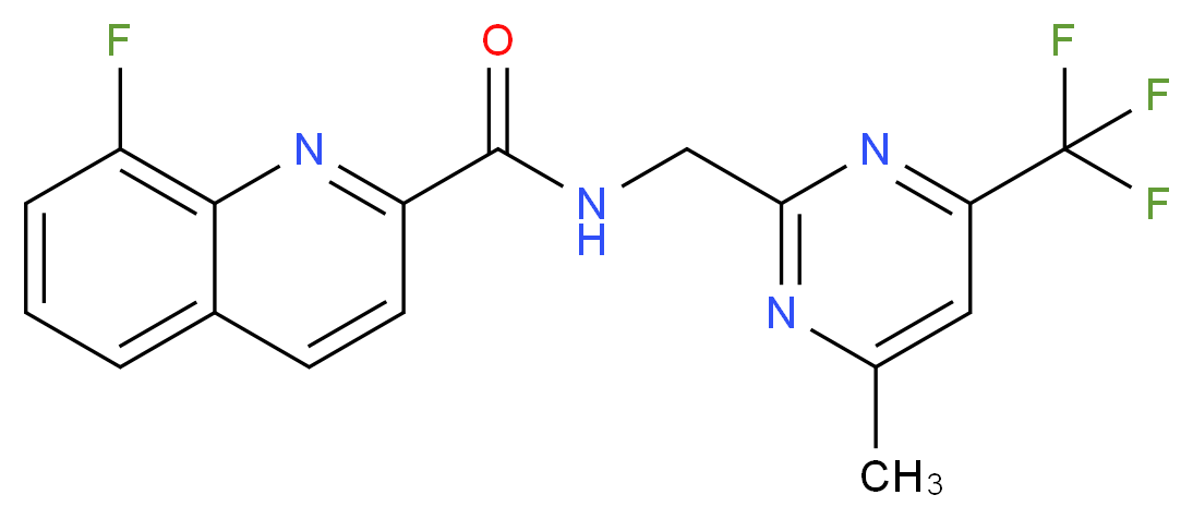 8-fluoro-N-{[4-methyl-6-(trifluoromethyl)-2-pyrimidinyl]methyl}-2-quinolinecarboxamide_Molecular_structure_CAS_)