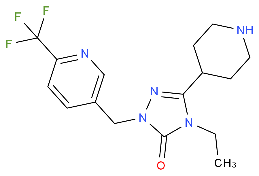 4-ethyl-5-piperidin-4-yl-2-{[6-(trifluoromethyl)pyridin-3-yl]methyl}-2,4-dihydro-3H-1,2,4-triazol-3-one_Molecular_structure_CAS_)