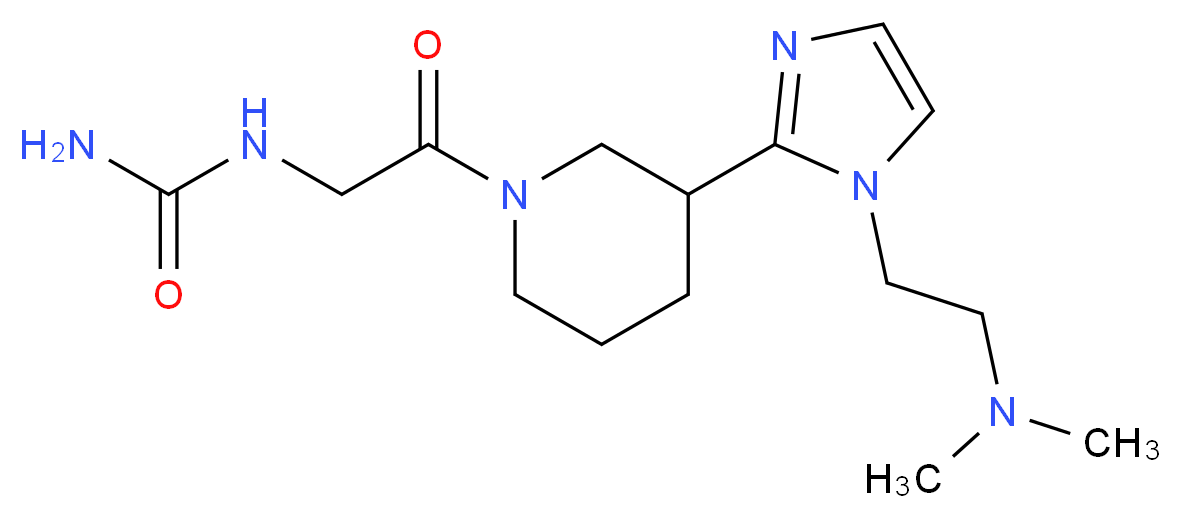 N-[2-(3-{1-[2-(dimethylamino)ethyl]-1H-imidazol-2-yl}-1-piperidinyl)-2-oxoethyl]urea (non-preferred name)_Molecular_structure_CAS_)