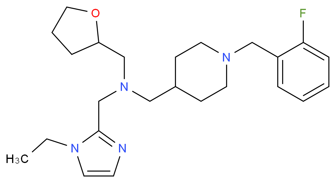 1-(1-ethyl-1H-imidazol-2-yl)-N-{[1-(2-fluorobenzyl)-4-piperidinyl]methyl}-N-(tetrahydro-2-furanylmethyl)methanamine_Molecular_structure_CAS_)
