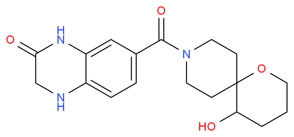 7-[(5-hydroxy-1-oxa-9-azaspiro[5.5]undec-9-yl)carbonyl]-3,4-dihydroquinoxalin-2(1H)-one_Molecular_structure_CAS_)