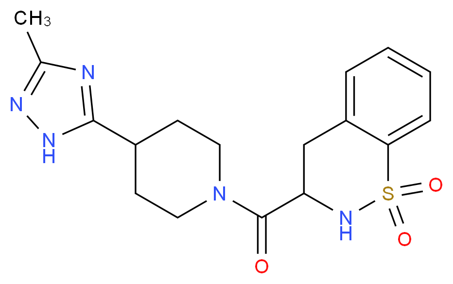 3-{[4-(3-methyl-1H-1,2,4-triazol-5-yl)piperidin-1-yl]carbonyl}-3,4-dihydro-2H-1,2-benzothiazine 1,1-dioxide_Molecular_structure_CAS_)