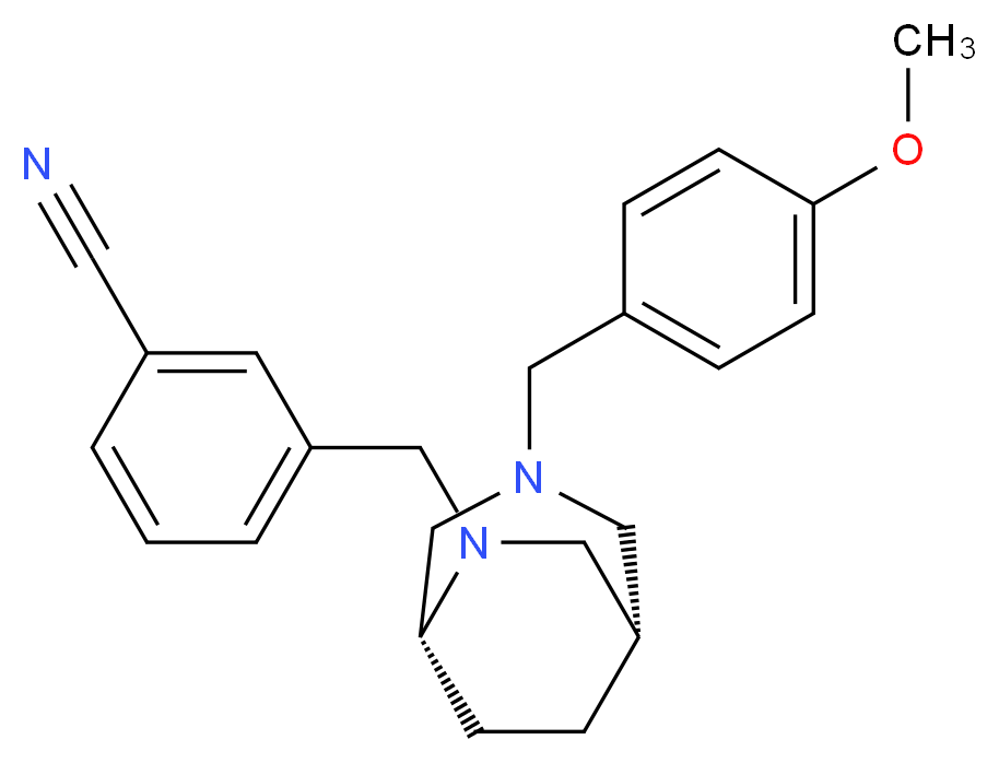 3-{[(1S*,5R*)-3-(4-methoxybenzyl)-3,6-diazabicyclo[3.2.2]non-6-yl]methyl}benzonitrile_Molecular_structure_CAS_)