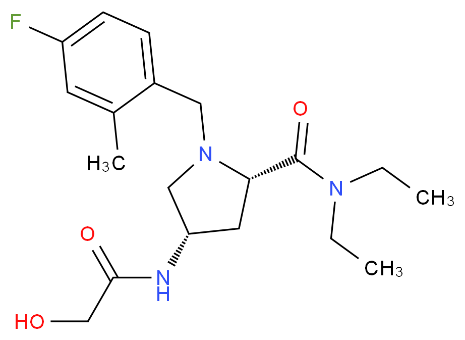 (4S)-N,N-diethyl-1-(4-fluoro-2-methylbenzyl)-4-(glycoloylamino)-L-prolinamide_Molecular_structure_CAS_)