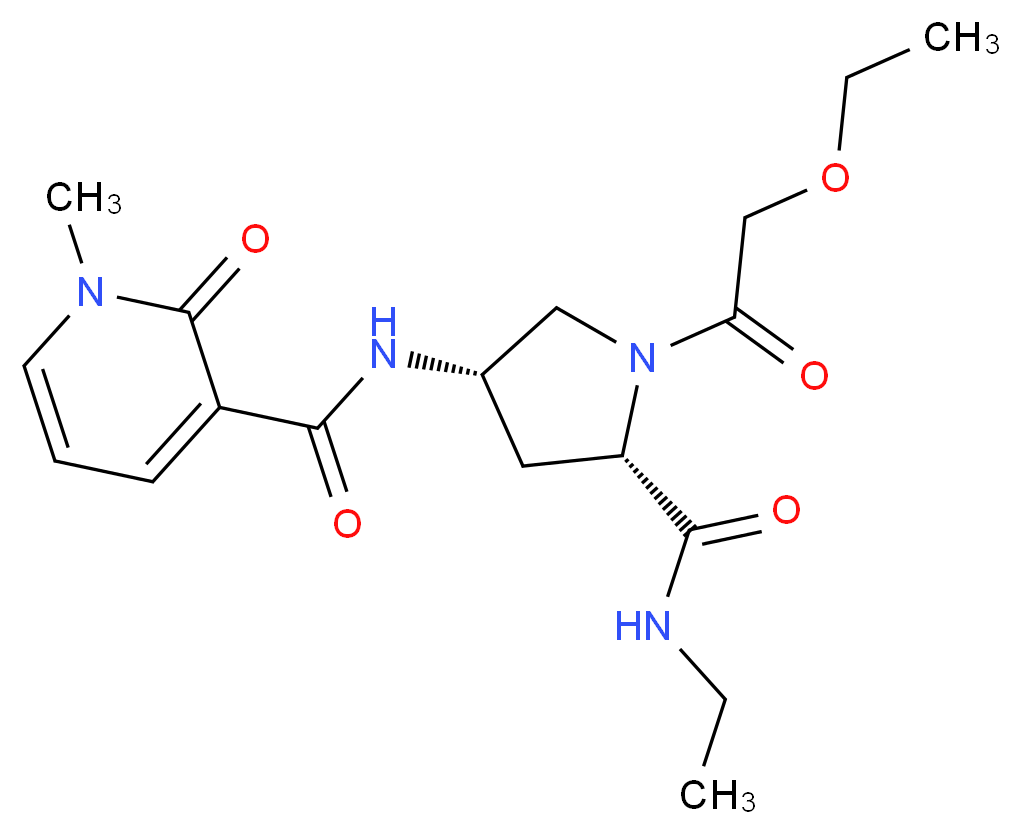 N-{(3S,5S)-1-(ethoxyacetyl)-5-[(ethylamino)carbonyl]pyrrolidin-3-yl}-1-methyl-2-oxo-1,2-dihydropyridine-3-carboxamide (non-preferred name)_Molecular_structure_CAS_)