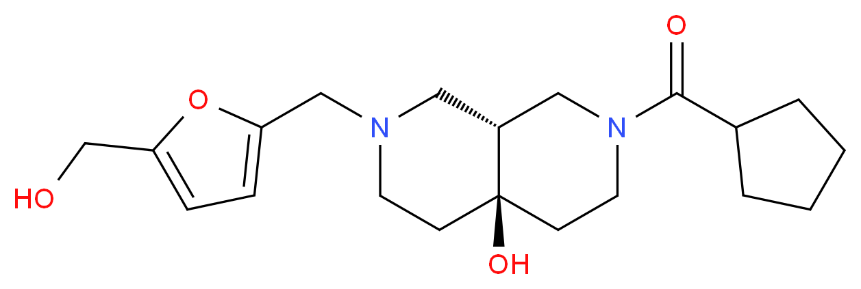 (4aR*,8aR*)-2-(cyclopentylcarbonyl)-7-{[5-(hydroxymethyl)-2-furyl]methyl}octahydro-2,7-naphthyridin-4a(2H)-ol_Molecular_structure_CAS_)