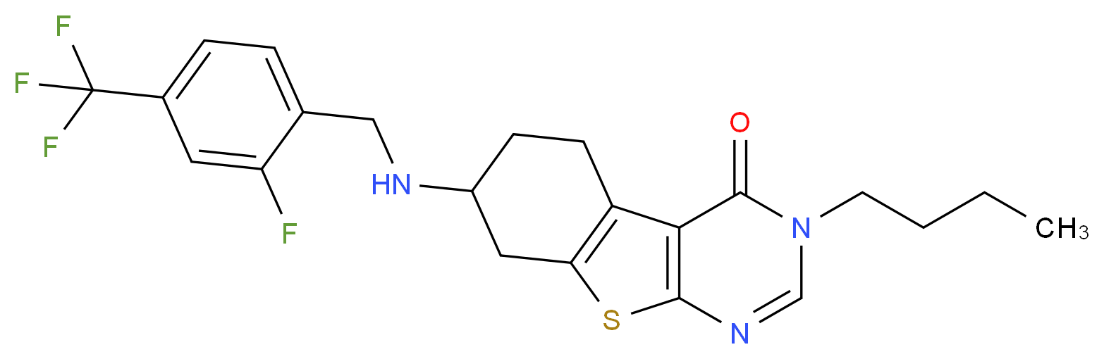 3-butyl-7-{[2-fluoro-4-(trifluoromethyl)benzyl]amino}-5,6,7,8-tetrahydro[1]benzothieno[2,3-d]pyrimidin-4(3H)-one_Molecular_structure_CAS_)