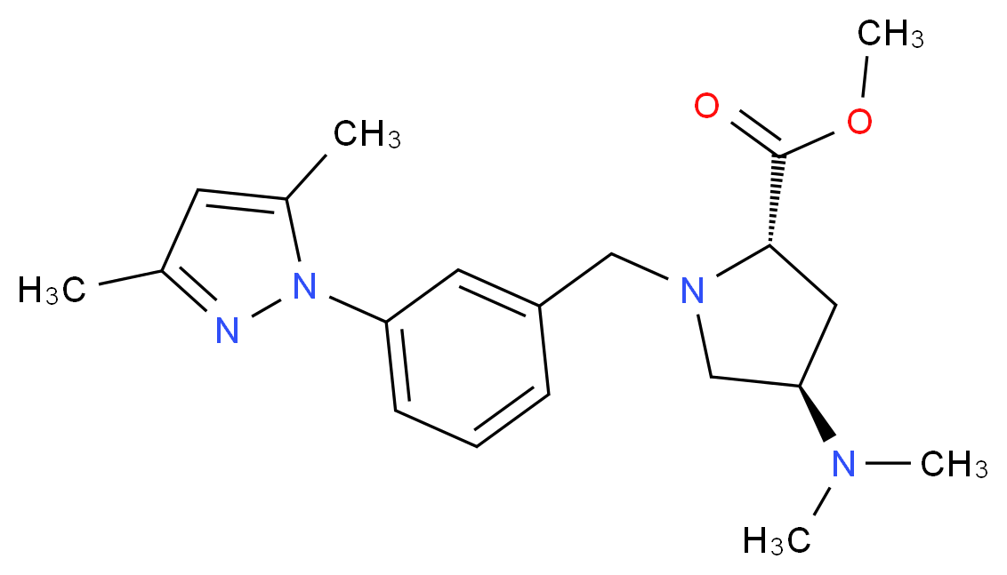 methyl (2S,4R)-4-(dimethylamino)-1-[3-(3,5-dimethyl-1H-pyrazol-1-yl)benzyl]pyrrolidine-2-carboxylate_Molecular_structure_CAS_)