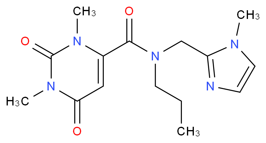 1,3-dimethyl-N-[(1-methyl-1H-imidazol-2-yl)methyl]-2,6-dioxo-N-propyl-1,2,3,6-tetrahydro-4-pyrimidinecarboxamide_Molecular_structure_CAS_)