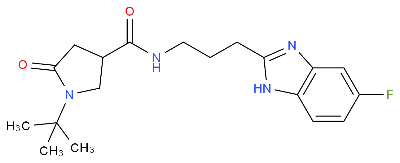 1-tert-butyl-N-[3-(5-fluoro-1H-benzimidazol-2-yl)propyl]-5-oxo-3-pyrrolidinecarboxamide_Molecular_structure_CAS_)