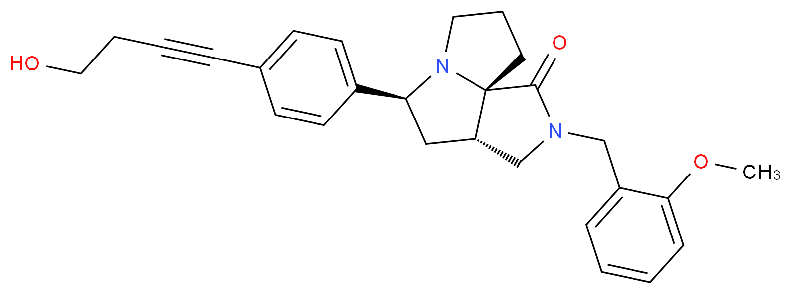 (3aS*,5S*,9aS*)-5-[4-(4-hydroxy-1-butyn-1-yl)phenyl]-2-(2-methoxybenzyl)hexahydro-7H-pyrrolo[3,4-g]pyrrolizin-1(2H)-one_Molecular_structure_CAS_)