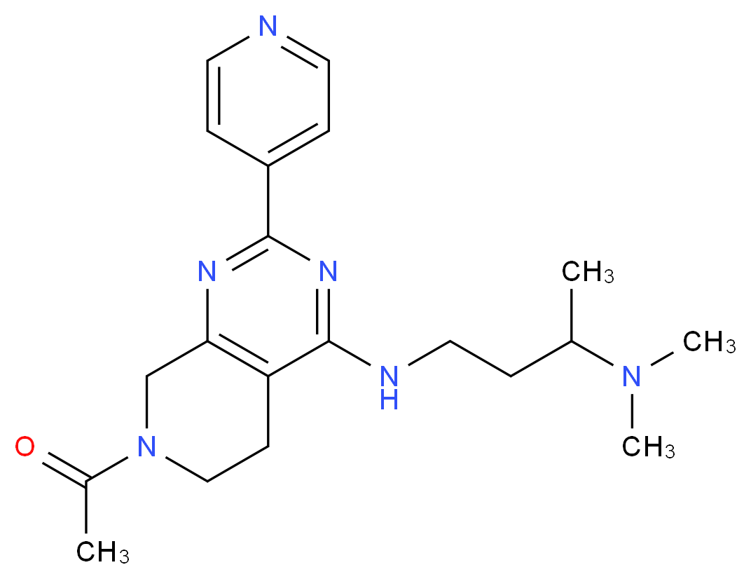 N~1~-(7-acetyl-2-pyridin-4-yl-5,6,7,8-tetrahydropyrido[3,4-d]pyrimidin-4-yl)-N~3~,N~3~-dimethylbutane-1,3-diamine_Molecular_structure_CAS_)