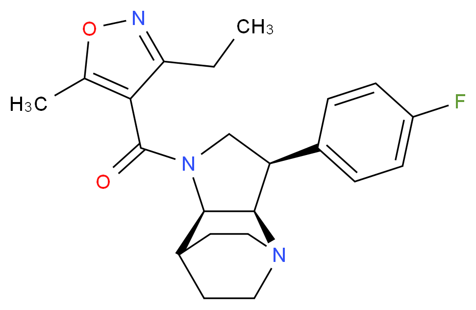 (3R*,3aR*,7aR*)-1-[(3-ethyl-5-methylisoxazol-4-yl)carbonyl]-3-(4-fluorophenyl)octahydro-4,7-ethanopyrrolo[3,2-b]pyridine_Molecular_structure_CAS_)