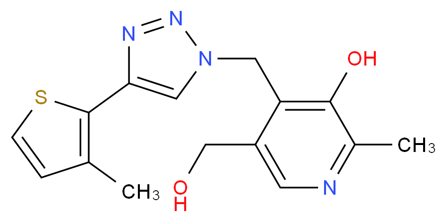 5-(hydroxymethyl)-2-methyl-4-{[4-(3-methyl-2-thienyl)-1H-1,2,3-triazol-1-yl]methyl}pyridin-3-ol_Molecular_structure_CAS_)