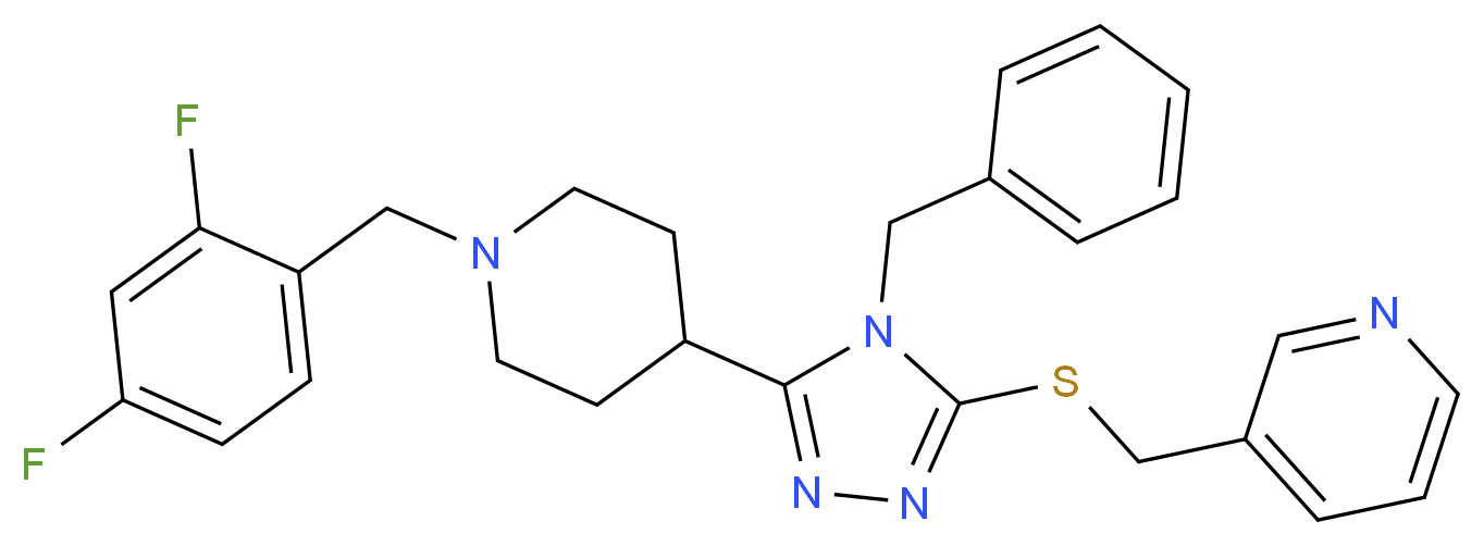 3-[({4-benzyl-5-[1-(2,4-difluorobenzyl)-4-piperidinyl]-4H-1,2,4-triazol-3-yl}thio)methyl]pyridine_Molecular_structure_CAS_)