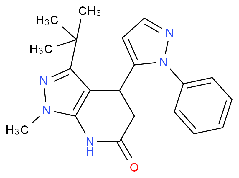 3-tert-butyl-1-methyl-4-(1-phenyl-1H-pyrazol-5-yl)-1,4,5,7-tetrahydro-6H-pyrazolo[3,4-b]pyridin-6-one_Molecular_structure_CAS_)