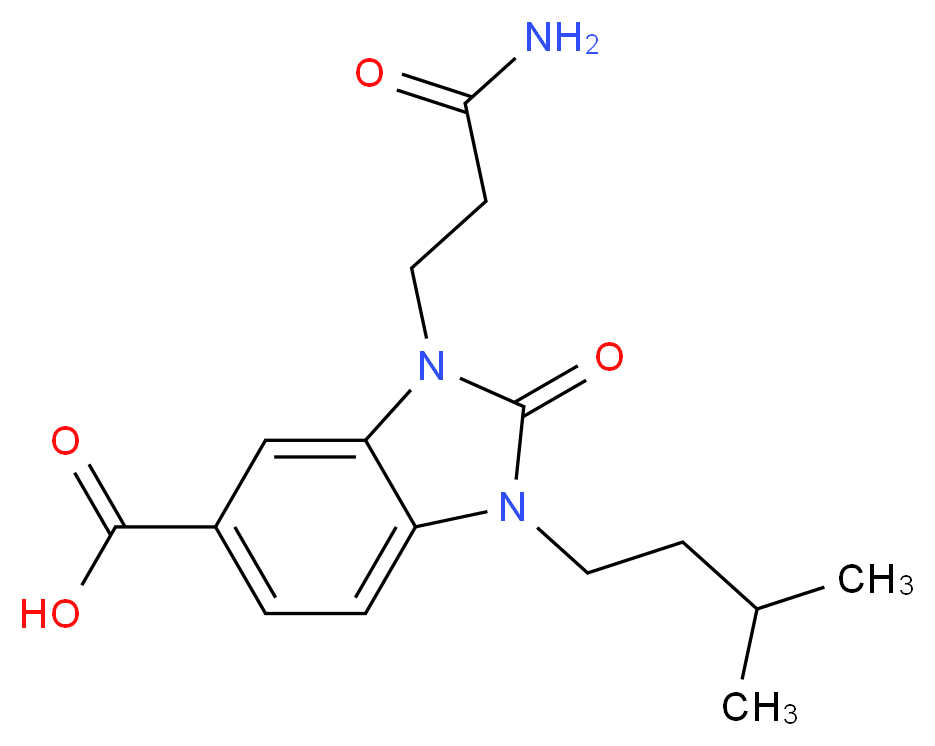 3-(3-amino-3-oxopropyl)-1-(3-methylbutyl)-2-oxo-2,3-dihydro-1H-benzimidazole-5-carboxylic acid_Molecular_structure_CAS_)