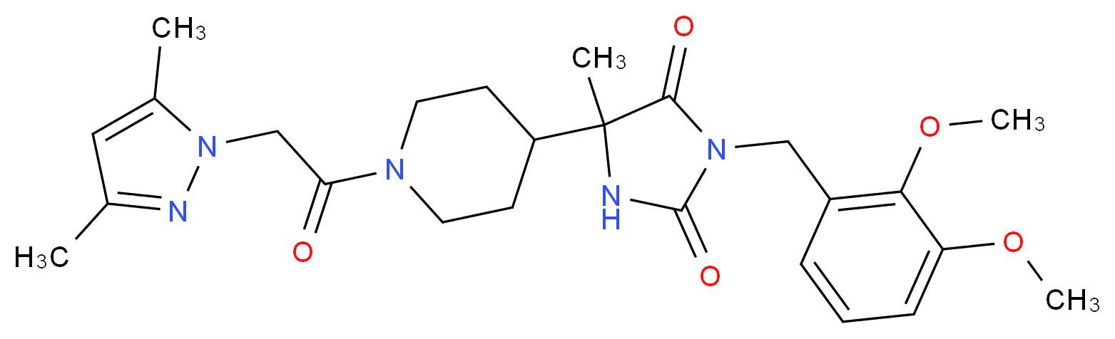 3-(2,3-dimethoxybenzyl)-5-{1-[(3,5-dimethyl-1H-pyrazol-1-yl)acetyl]-4-piperidinyl}-5-methyl-2,4-imidazolidinedione_Molecular_structure_CAS_)