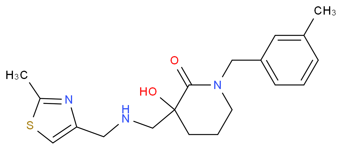 3-hydroxy-1-(3-methylbenzyl)-3-({[(2-methyl-1,3-thiazol-4-yl)methyl]amino}methyl)-2-piperidinone_Molecular_structure_CAS_)