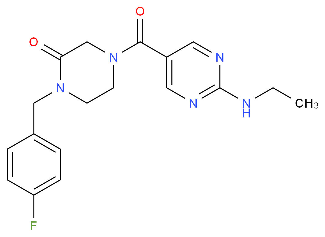 4-{[2-(ethylamino)pyrimidin-5-yl]carbonyl}-1-(4-fluorobenzyl)piperazin-2-one_Molecular_structure_CAS_)