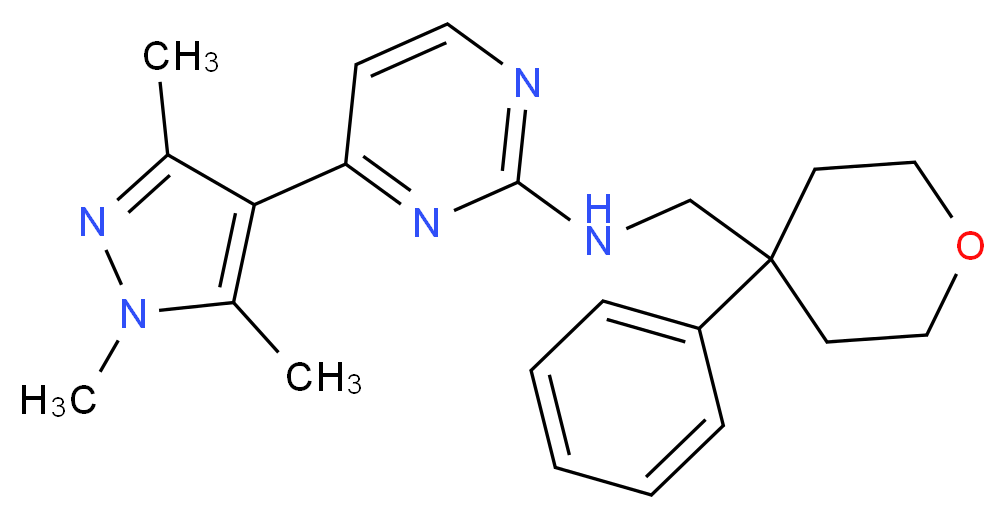 N-[(4-phenyltetrahydro-2H-pyran-4-yl)methyl]-4-(1,3,5-trimethyl-1H-pyrazol-4-yl)-2-pyrimidinamine_Molecular_structure_CAS_)