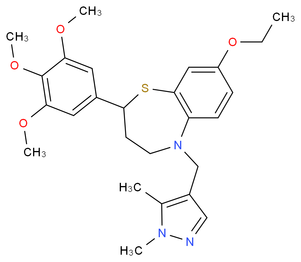 5-[(1,5-dimethyl-1H-pyrazol-4-yl)methyl]-8-ethoxy-2-(3,4,5-trimethoxyphenyl)-2,3,4,5-tetrahydro-1,5-benzothiazepine_Molecular_structure_CAS_)