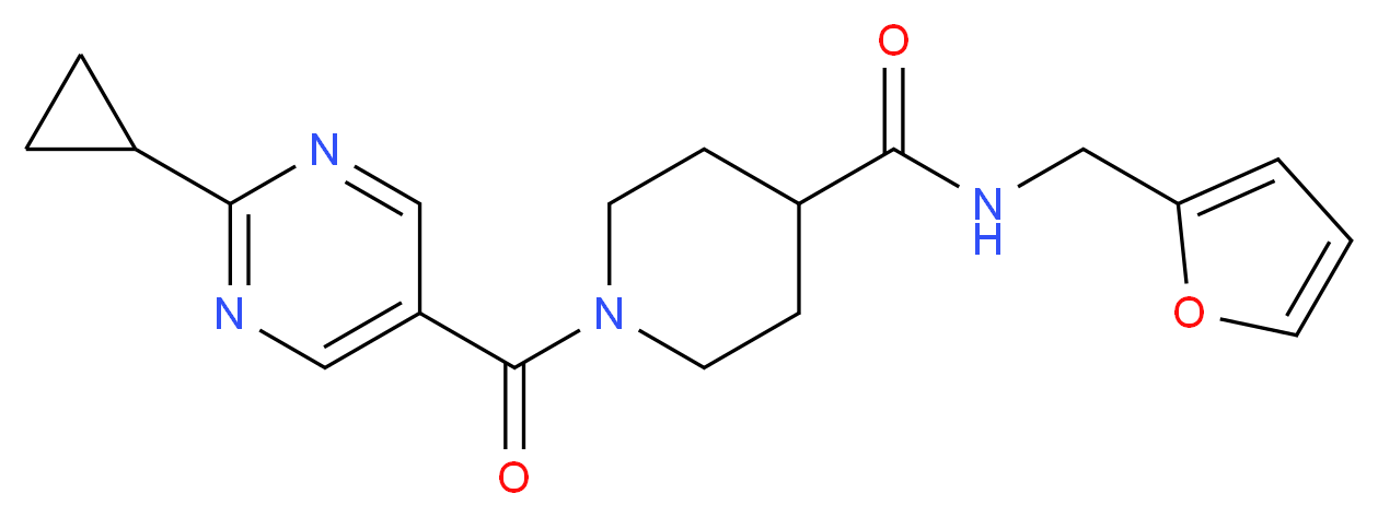 1-[(2-cyclopropylpyrimidin-5-yl)carbonyl]-N-(2-furylmethyl)piperidine-4-carboxamide_Molecular_structure_CAS_)