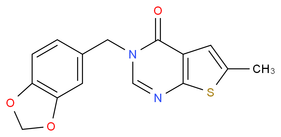3-(1,3-benzodioxol-5-ylmethyl)-6-methylthieno[2,3-d]pyrimidin-4(3H)-one_Molecular_structure_CAS_)