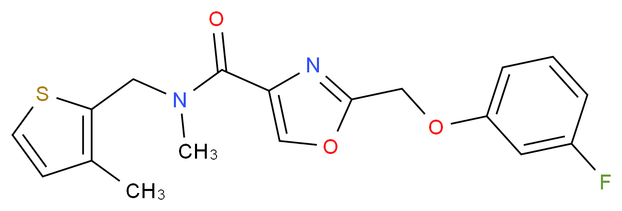 2-[(3-fluorophenoxy)methyl]-N-methyl-N-[(3-methyl-2-thienyl)methyl]-1,3-oxazole-4-carboxamide_Molecular_structure_CAS_)