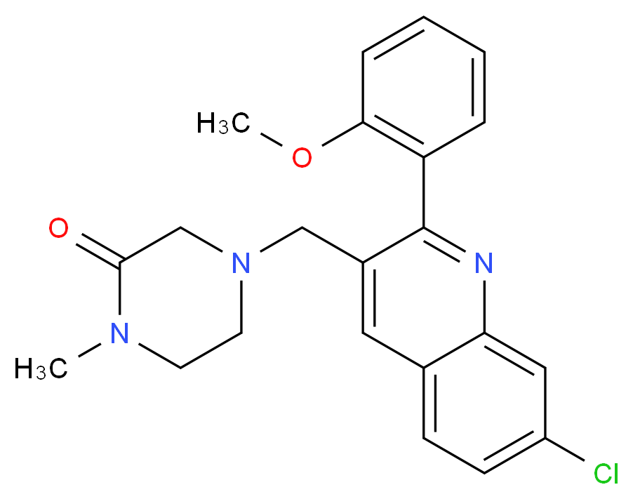 4-{[7-chloro-2-(2-methoxyphenyl)-3-quinolinyl]methyl}-1-methyl-2-piperazinone_Molecular_structure_CAS_)