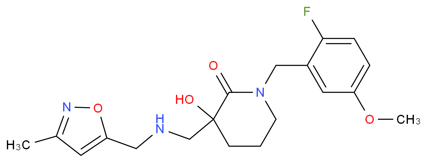 1-(2-fluoro-5-methoxybenzyl)-3-hydroxy-3-({[(3-methylisoxazol-5-yl)methyl]amino}methyl)piperidin-2-one_Molecular_structure_CAS_)