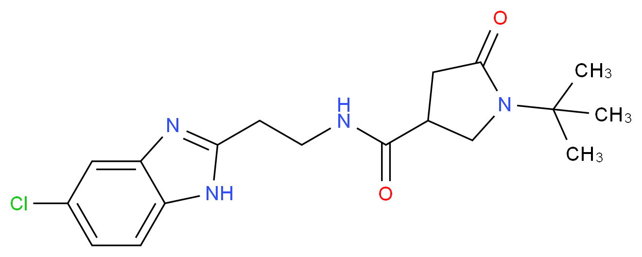 1-tert-butyl-N-[2-(5-chloro-1H-benzimidazol-2-yl)ethyl]-5-oxo-3-pyrrolidinecarboxamide_Molecular_structure_CAS_)