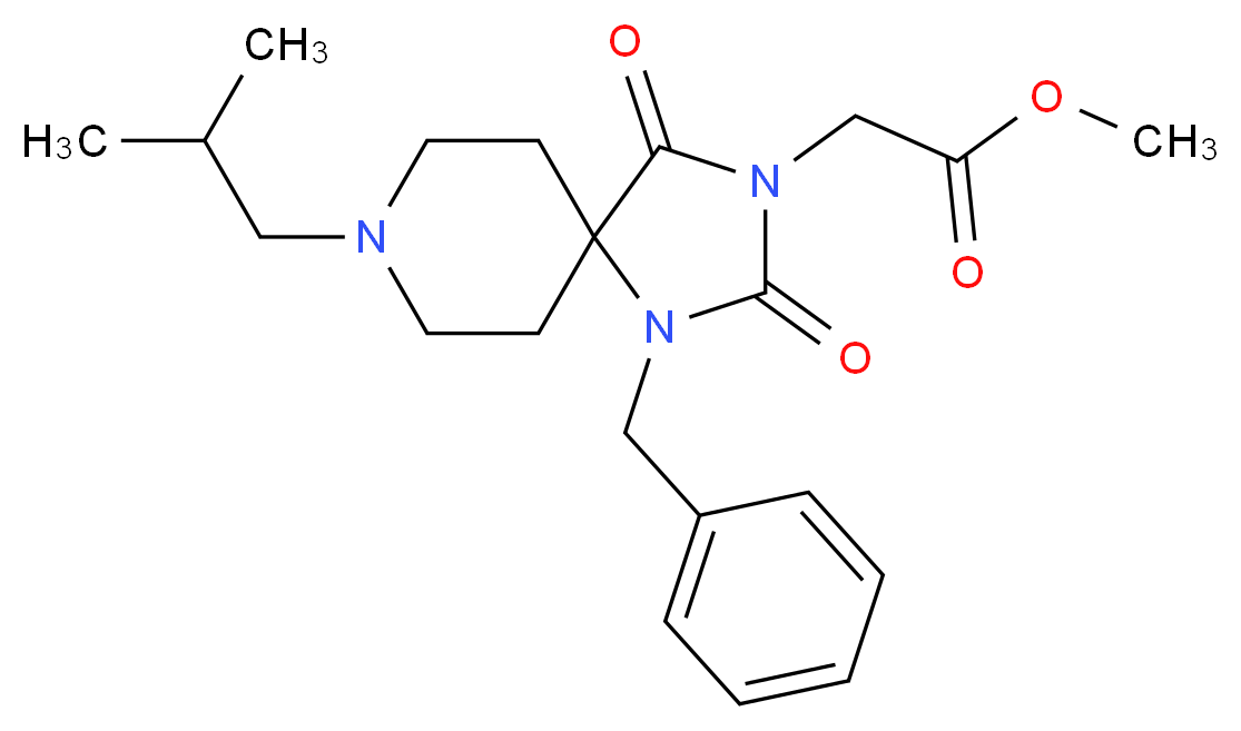 methyl (1-benzyl-8-isobutyl-2,4-dioxo-1,3,8-triazaspiro[4.5]dec-3-yl)acetate_Molecular_structure_CAS_)