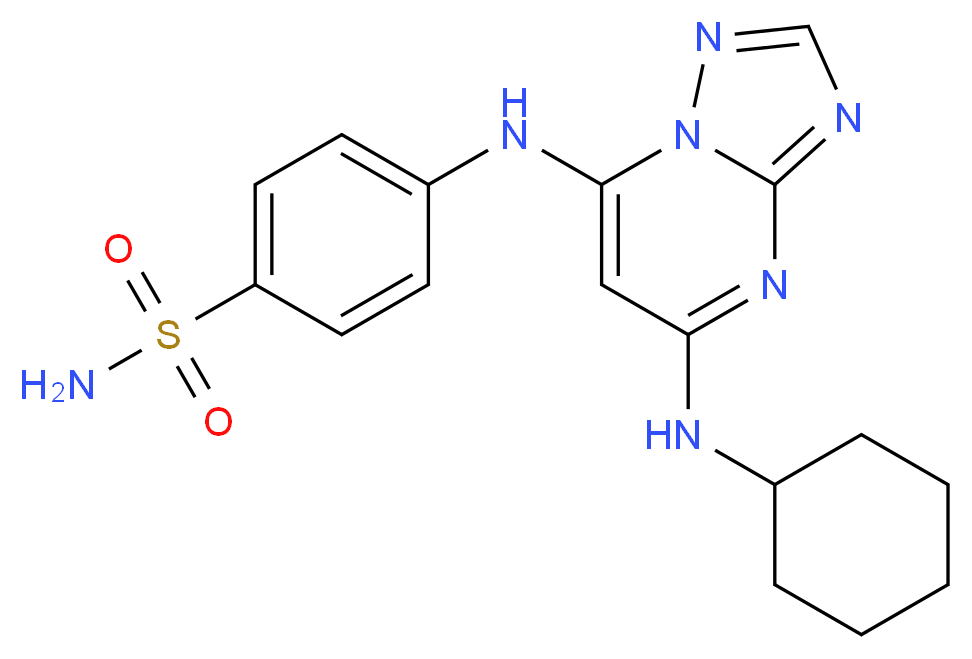 4-{[5-(CYCLOHEXYLAMINO)[1,2,4]TRIAZOLO[1,5-A]PYRIMIDIN-7-YL]AMINO}BENZENESULFONAMIDE_Molecular_structure_CAS_)