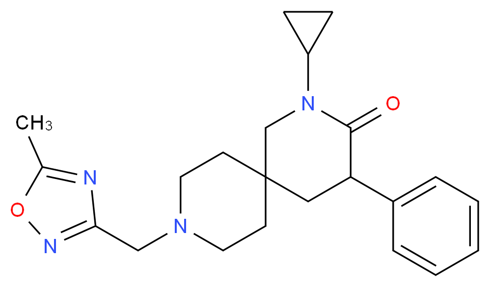 2-cyclopropyl-9-[(5-methyl-1,2,4-oxadiazol-3-yl)methyl]-4-phenyl-2,9-diazaspiro[5.5]undecan-3-one_Molecular_structure_CAS_)